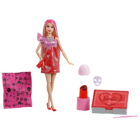 Papusa Barbie, Party Unboxed Reveal Petrecere Glam, 3 ani+, Mattel 784625