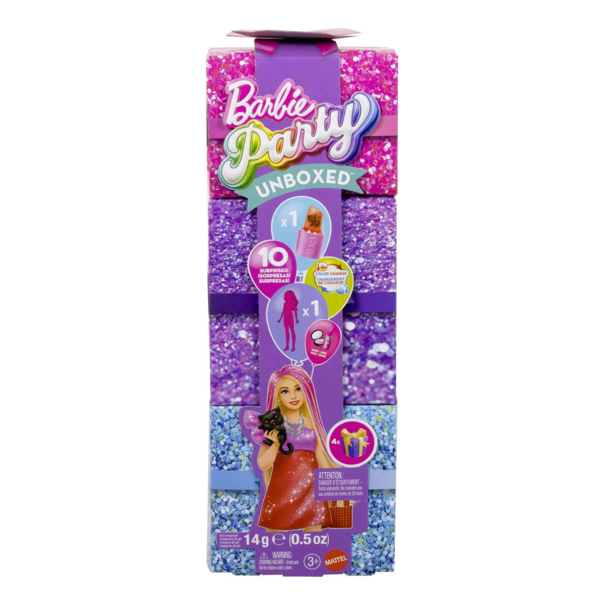 Papusa Barbie, Party Unboxed Reveal Petrecere Glam, 3 ani+, Mattel
