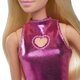 Papusa Barbie, Fashionistas blonda cu rochita roz metalica, 3 ani+, Mattel 784668