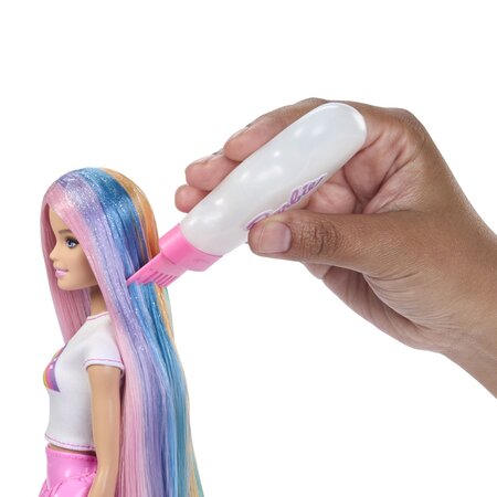 Papusa Barbie cu par stralucitor curcubeu, 3 ani+, Mattel 784686