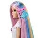 Papusa Barbie cu par stralucitor curcubeu, 3 ani+, Mattel 784690