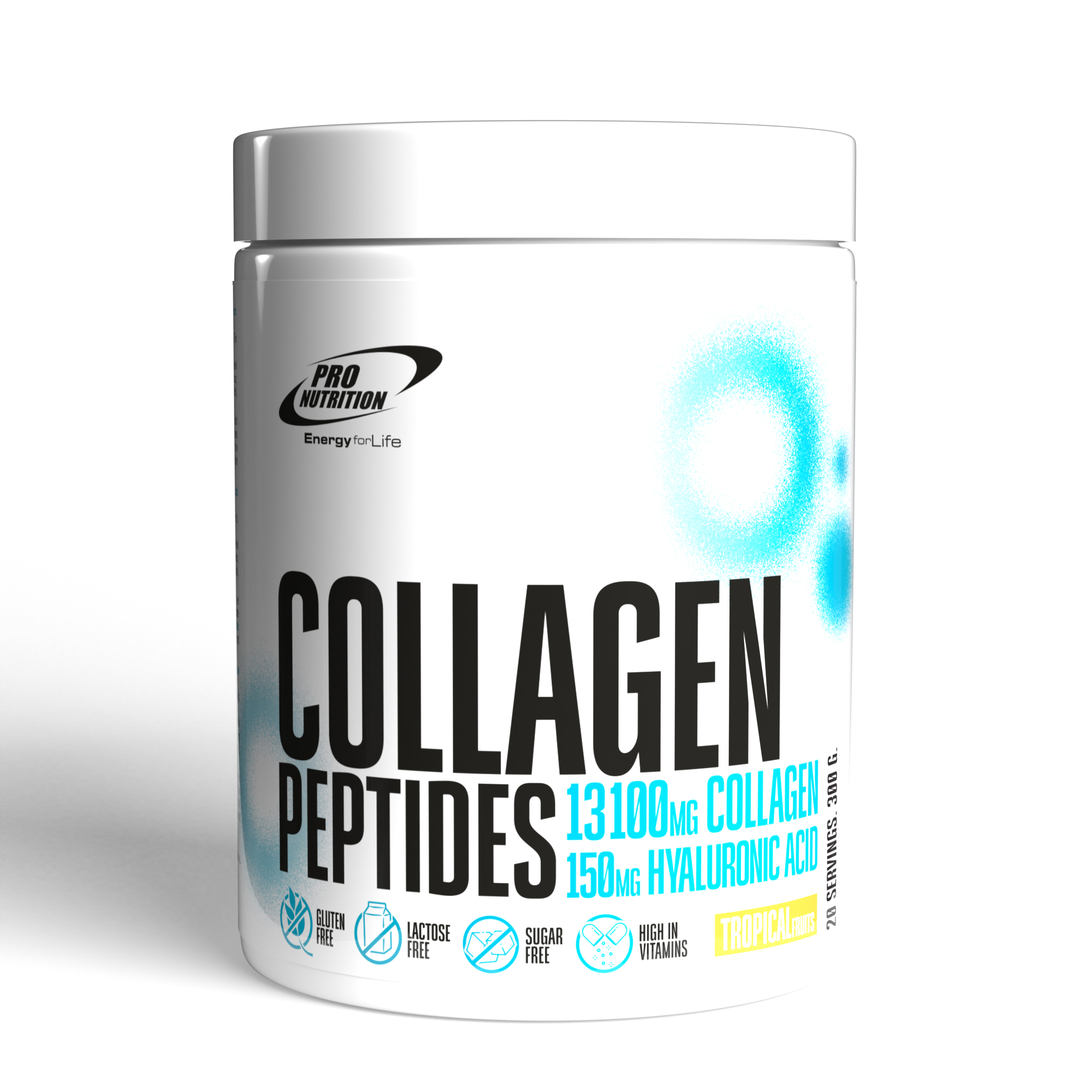Peptide de colagen cu acid hialuronic si vitamina C, Tropical Fruits, 300 g, Pro Nutrition
