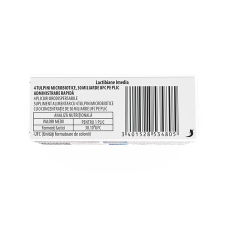 Probiotic Lactibiane Imedia, 30 miliarde UFC, 4 plicuri orodispersabile, Pileje 787864