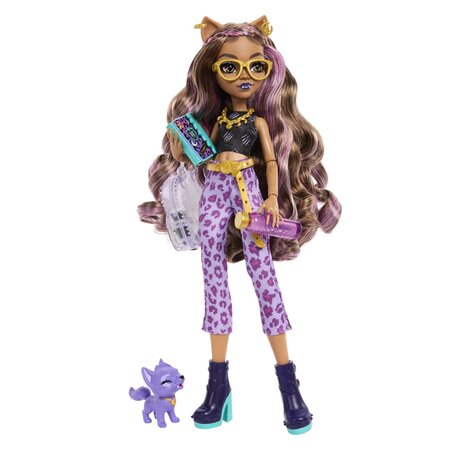 Papusa cu accesorii, Clawdeen Wolf si catelul Crescent, 4 ani+, Monster High 784979