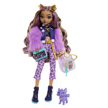Papusa cu accesorii, Clawdeen Wolf si catelul Crescent, 4 ani+, Monster High 784971