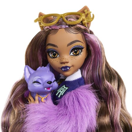 Papusa cu accesorii, Clawdeen Wolf si catelul Crescent, 4 ani+, Monster High 784973