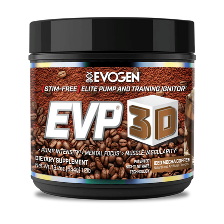 Pre-Wrorkout fara cafeina EVP 3D, Ice Mocha Cofee, 544 g, Evogen