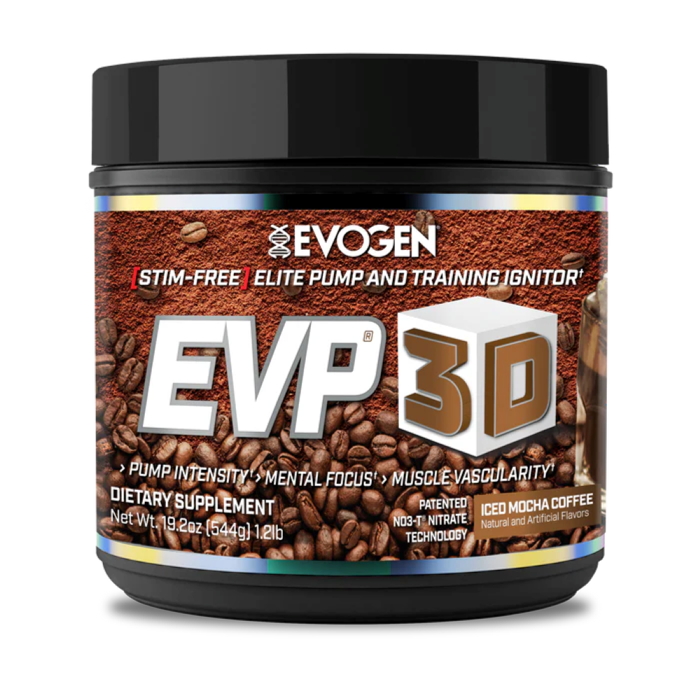 Pre-Wrorkout fara cafeina EVP 3D, Ice Mocha Cofee, 544 g, Evogen