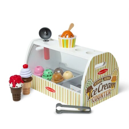 Set de joaca din lemn Scoop and Serve, Tejgheaua cu inghetata, +3 ani, Melissa & Doug 785062