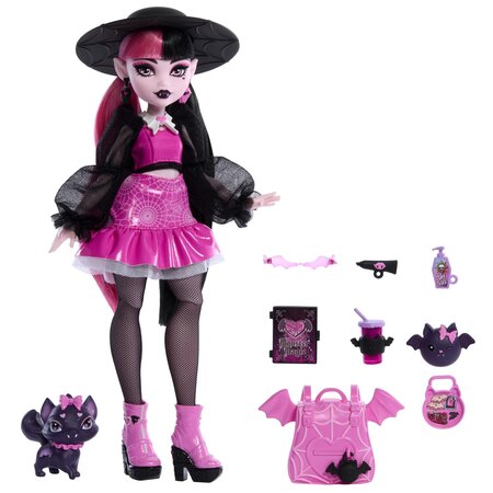 Papusa cu accesorii, Draculaura si Count Fabulous, 4 ani+, Miniland 785099