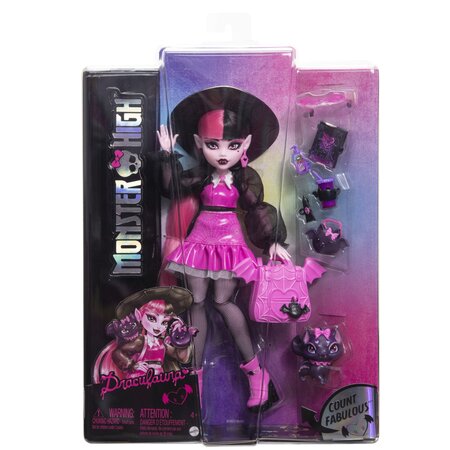 Papusa cu accesorii, Draculaura si Count Fabulous, 4 ani+, Miniland 785098