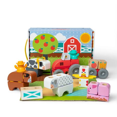 Set de constructie din lemn, Ferma, +2 ani, 56 piese, Melissa & Doug 785091