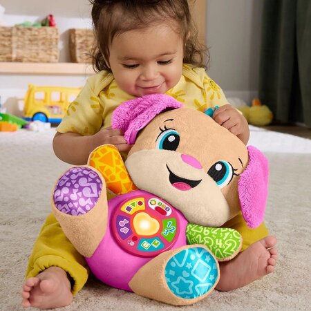 Catelusa intareactiva cu urechi roz, Rade si invata, 6-36 luni, Fisher Price 785205