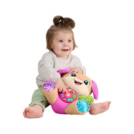 Catelusa intareactiva cu urechi roz, Rade si invata, 6-36 luni, Fisher Price 785204