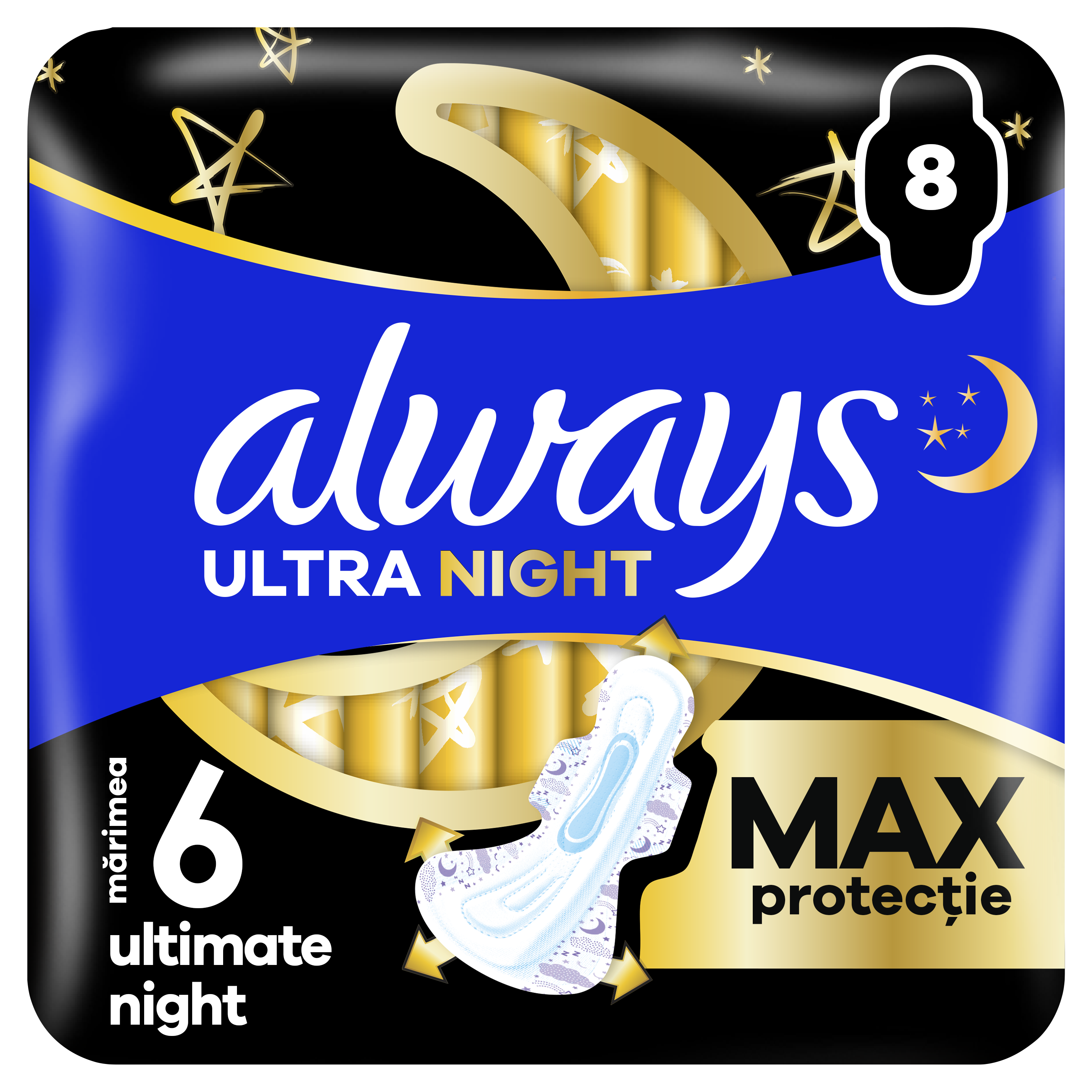 Absorbantele Ultra Night, Size 6, 8 bucati, Always