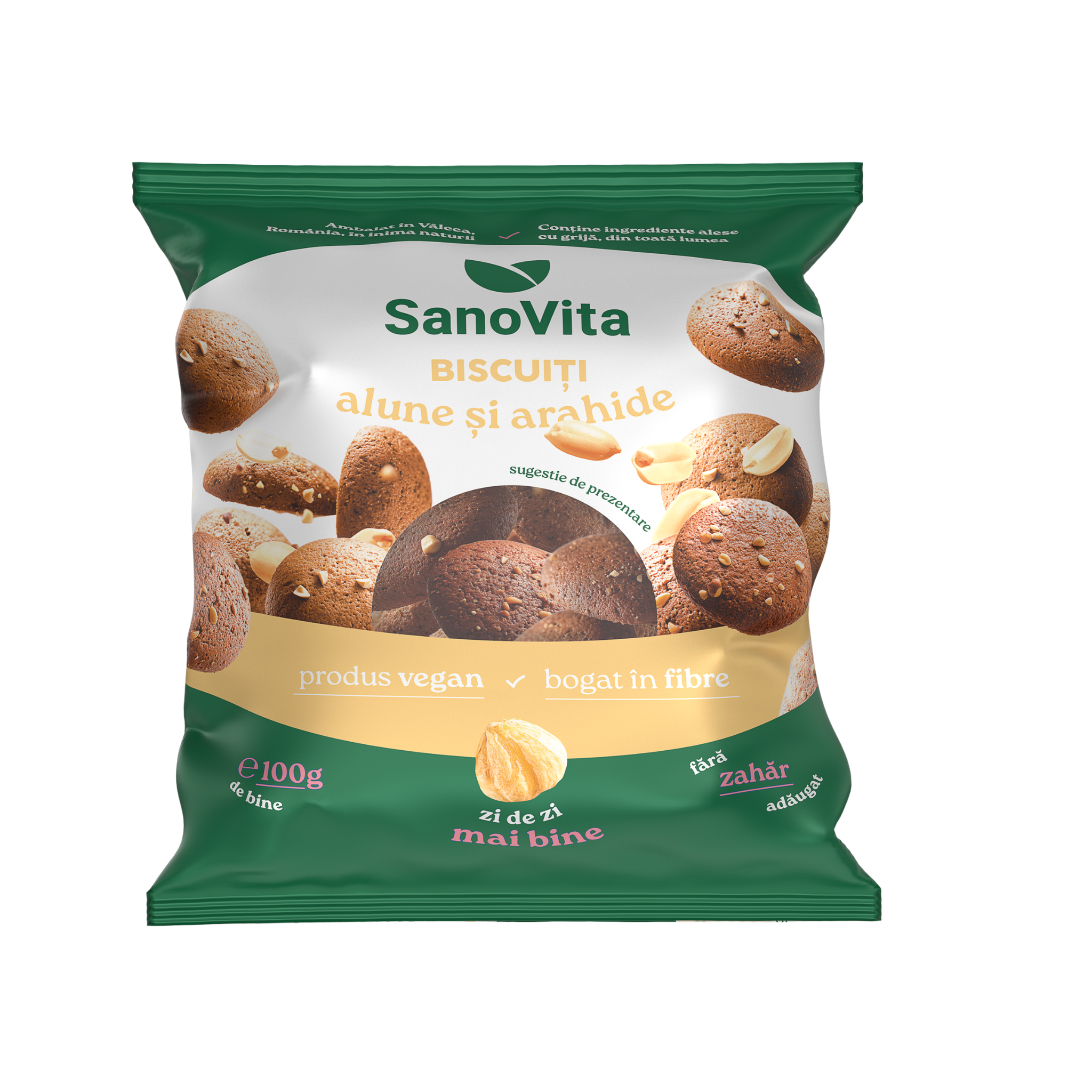 Biscuiti cu alune si arahide, 100 g, Sanovita