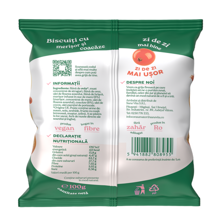 Biscuiti cu merisor si coacaze, 100 g, Sanovita 786056