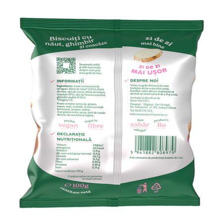 Biscuiti cu naut, ghimbir si coacaze, 100 g, Sanovita 786054