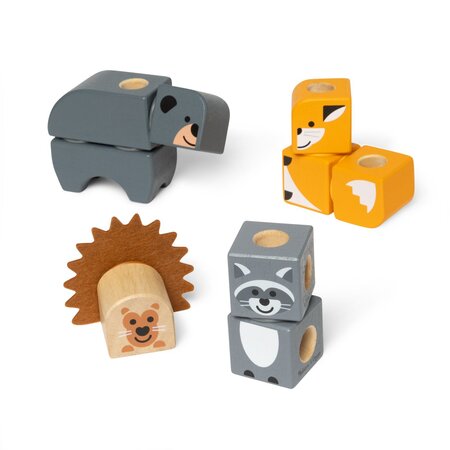 Set de constructie din lemn, Prietenii Padurii, +2 ani, 16 piese, Melissa & Doug 785493