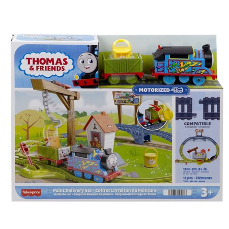 Set de joaca Locomotiva motorizata Thomas livreaza vopseaua, 3 ani+, Thomas and Friends