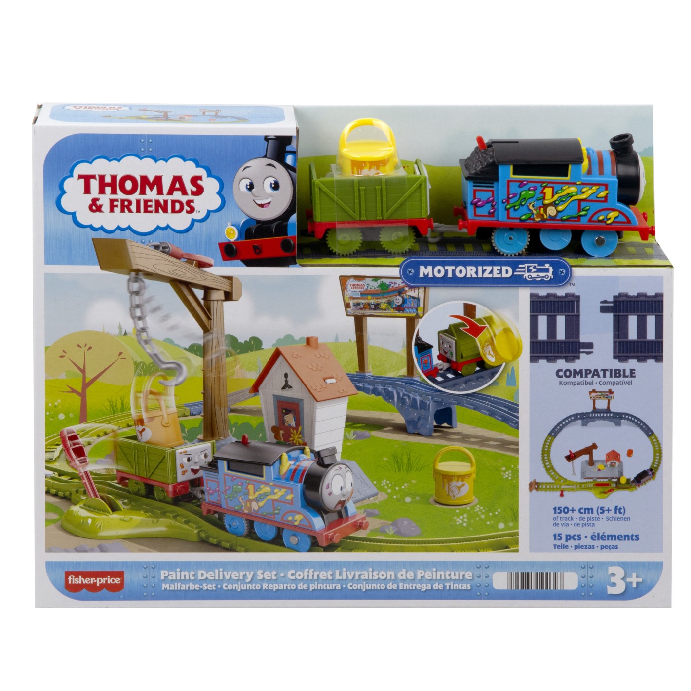 Set de joaca Locomotiva motorizata Thomas livreaza vopseaua, 3 ani+, Thomas and Friends