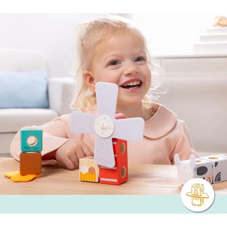 Set de constructie din lemn, Prietenii de la Ferma, +2 ani, 16 piese, Melissa & Doug 785556