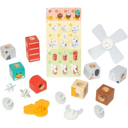 Set de constructie din lemn, Prietenii de la Ferma, +2 ani, 16 piese, Melissa & Doug 785560