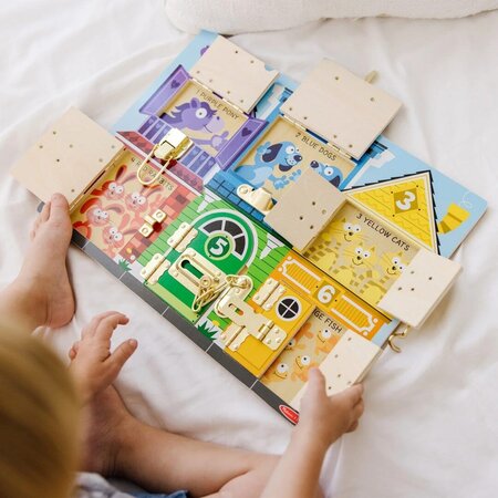 Set de invatare Placa din lemn cu zavoare, +3 ani, 1 bucata, Melissa & Doug 785593
