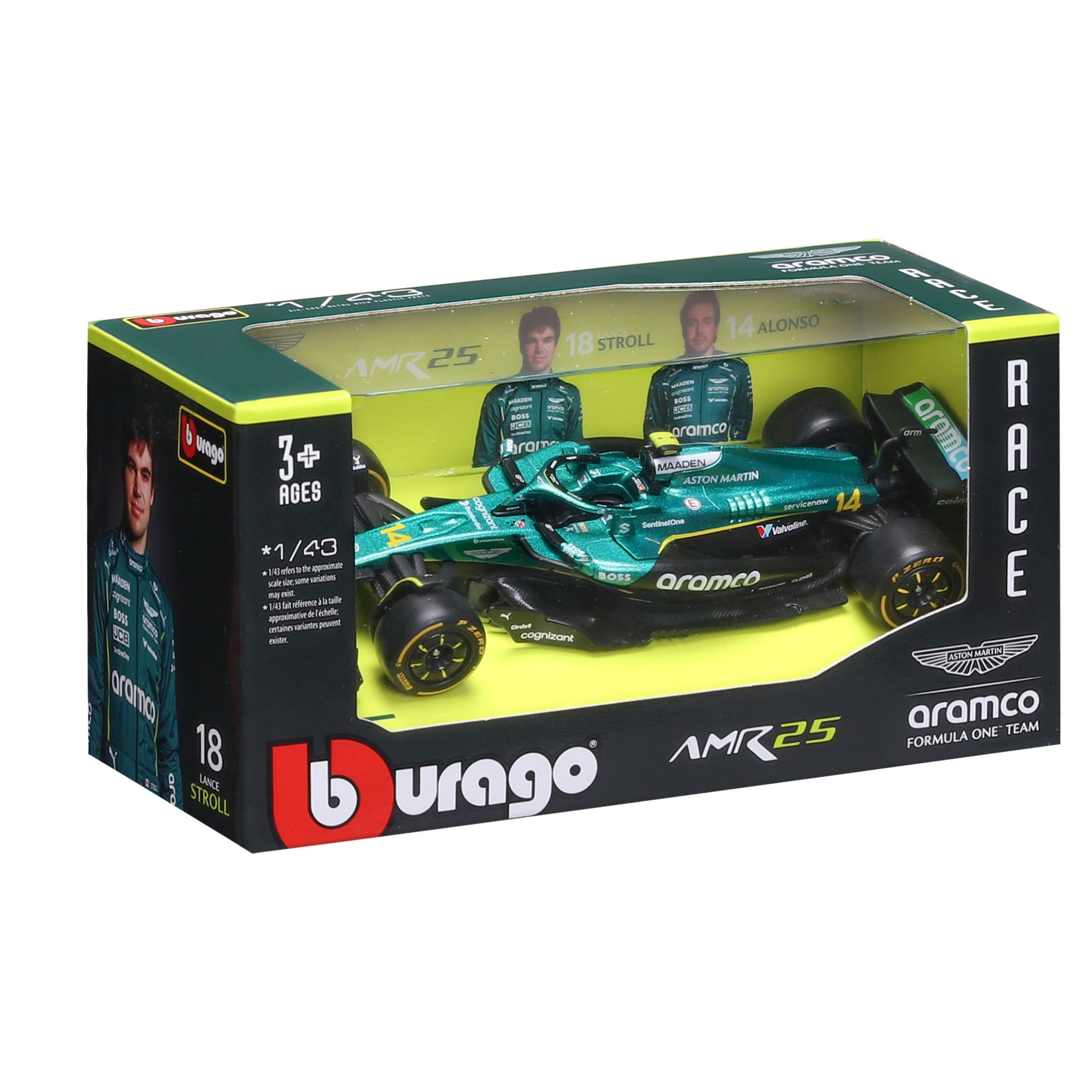 Macheta F1 Aston Martin, 1:43, Lance Stroll, 3 ani+, Bburago