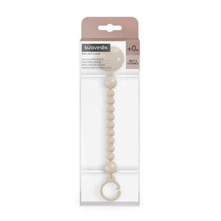 Lantisor din silicon pentru suzeta Colour Essence, Beige, 0 luni+, Suavinex 785715