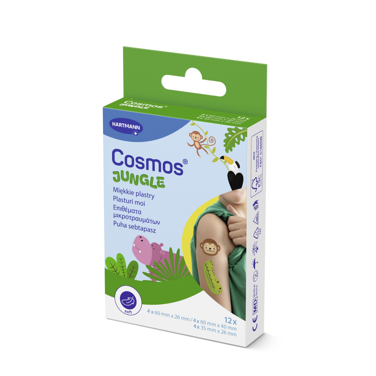 Plasturi in forma de animale Cosmos Jungle, 12 bucati, Hartmann