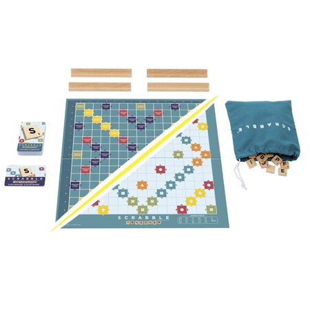 Joc Scrabble 2 in 1 din lemn in Limba Romana, MTJLJ65, Mattel 785831