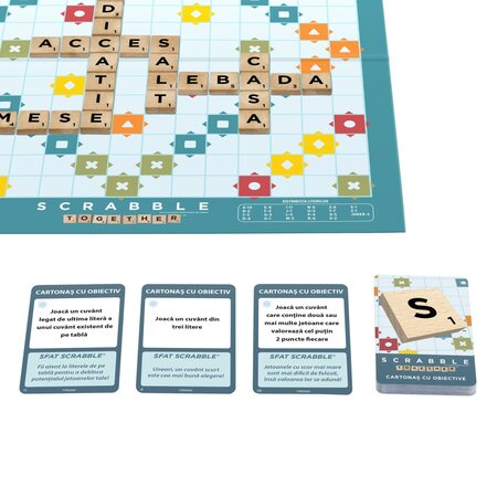 Joc Scrabble 2 in 1 din lemn in Limba Romana, MTJLJ65, Mattel 785828