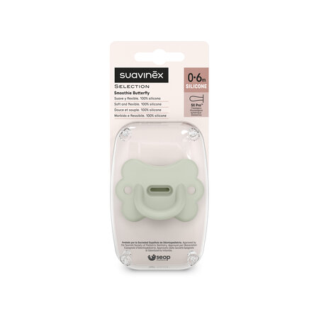 Suzeta fiziologica din silicon SX Pro Colour Essence, Butterfly Verde, 0-6 luni, Suavinex 785953