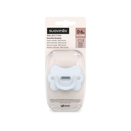 Suzeta fiziologica din silicon SX Pro Colour Essence, Butterfly Blue, 0-6 luni, Suavinex 785958