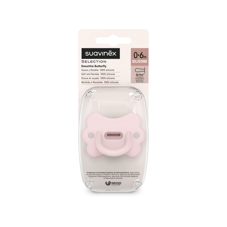 Suzeta fiziologica din silicon SX Pro Colour Essence, Butterfly Roz, 0-6 luni, Suavinex 785966