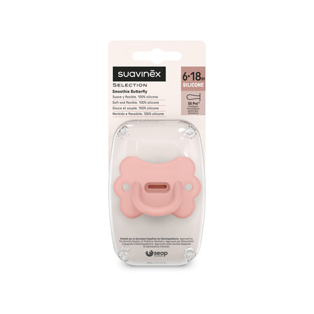 Suzeta fiziologica din silicon SX Pro Colour Essence, Butterfly Roz, 6-18, Suavinex 785983