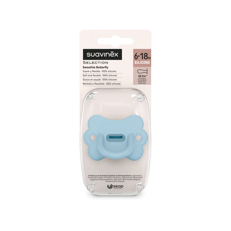 Suzeta fiziologica din silicon SX Pro Colour Essence, Butterfly Blue, 6-18 luni, Suavinex 785989