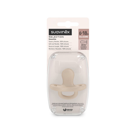 Suzeta fiziologica din silicon SX Pro Colour Essence, Beige, 6-18 luni, Suavinex 786007