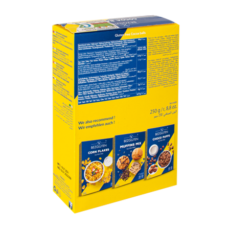 Bile de cereale cu cacao fara gluten, 250 g, Bezgluten 786029