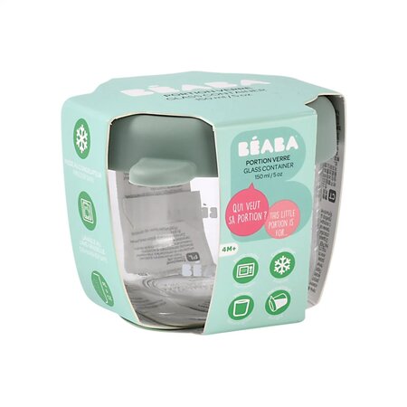 Recipient ermetic din sticla, Sage Green, 150 ml, Beaba 786034