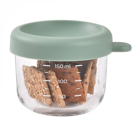 Recipient ermetic din sticla, Sage Green, 150 ml, Beaba 786033