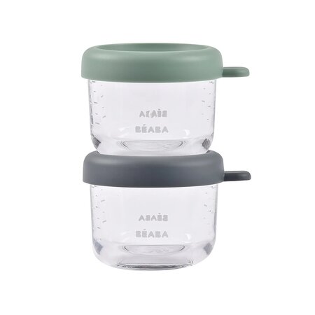 Set cu 2 recipiente pentru hrana, Mineral/Sage Green, 2x150 ml, Beaba 786652