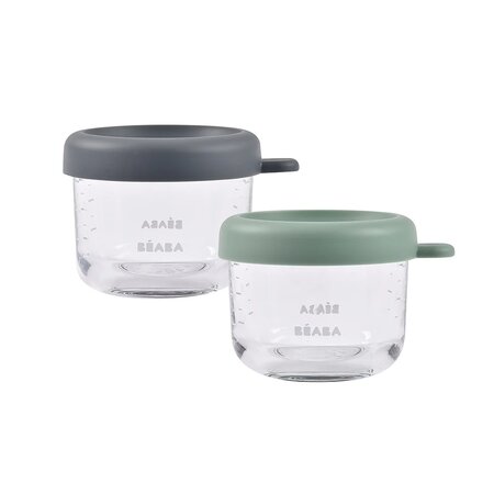 Set cu 2 recipiente pentru hrana, Grey/Sage Green, 2x150 ml, Beaba