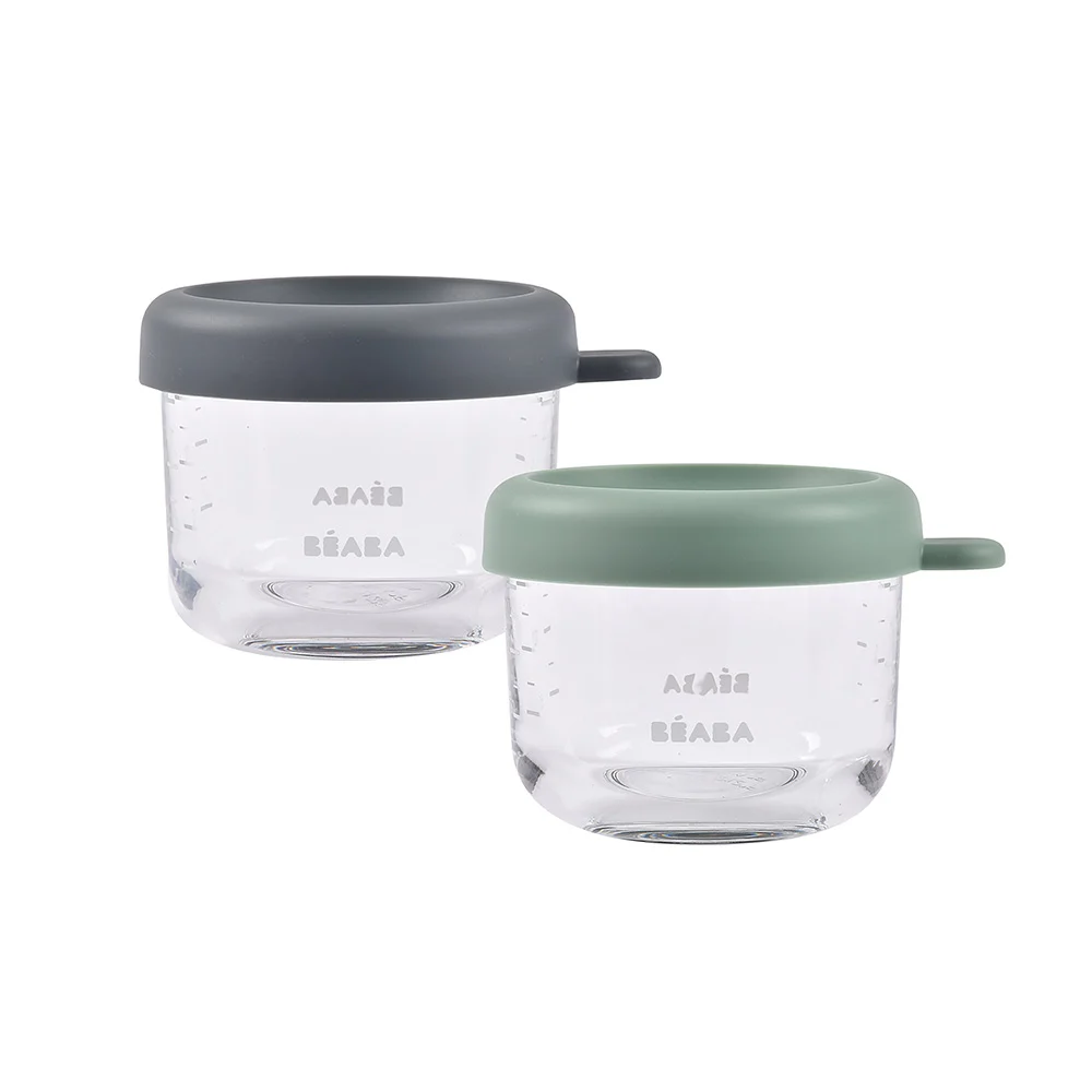 Set cu 2 recipiente pentru hrana, Mineral/Sage Green, 2x150 ml, Beaba