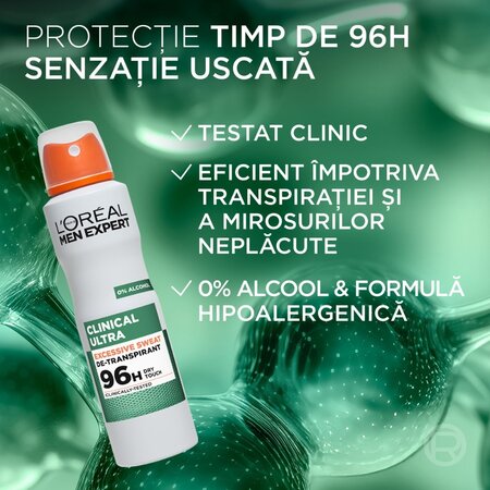 Antiperspirant spray pentru barbati Men Expert, Derma Control, 150 ml, Loreal 786083