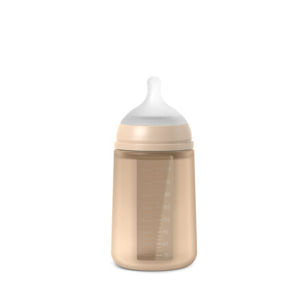 Biberon din silicon cu tetina SX PRo Soft debit mediu Colour Essence, Beige, 3 luni+, 240 ml, Suavinex 786359