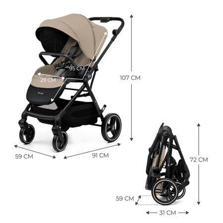 Carucior sport Yoxi, Sand Beige, 0-4 ani, Kinderkraft 786372
