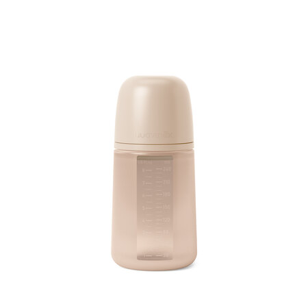 Biberon din silicon cu tetina SX PRo Soft debit mediu Colour Essence, Roz, 3 luni+, 240 ml, Evogen 786401