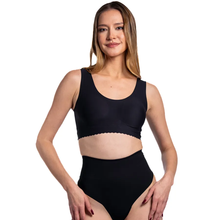 Lenjerie intima compresiva cu talie inalta, M, Negru, Tanga, 1 bucata, Norseli